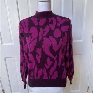 Women’s Sweater Who What Wear Target Medium 70% Cotton Purple Animal Print Knit